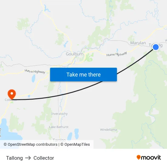 Tallong to Collector map
