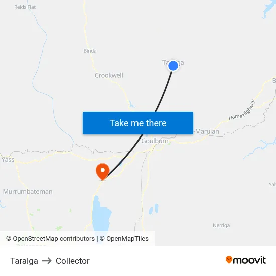 Taralga to Collector map