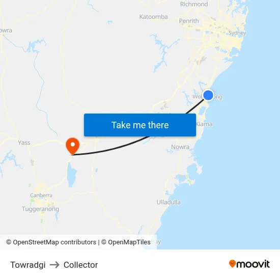 Towradgi to Collector map