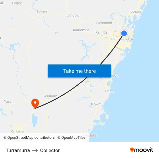 Turramurra to Collector map