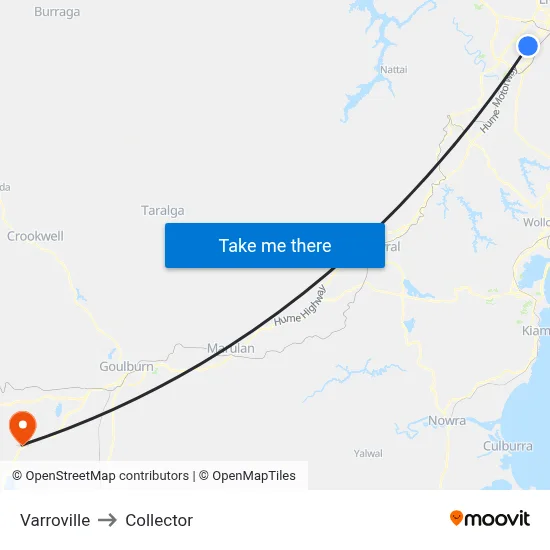 Varroville to Collector map
