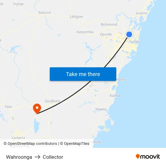 Wahroonga to Collector map