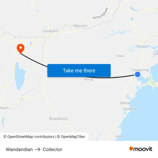 Wandandian to Collector map