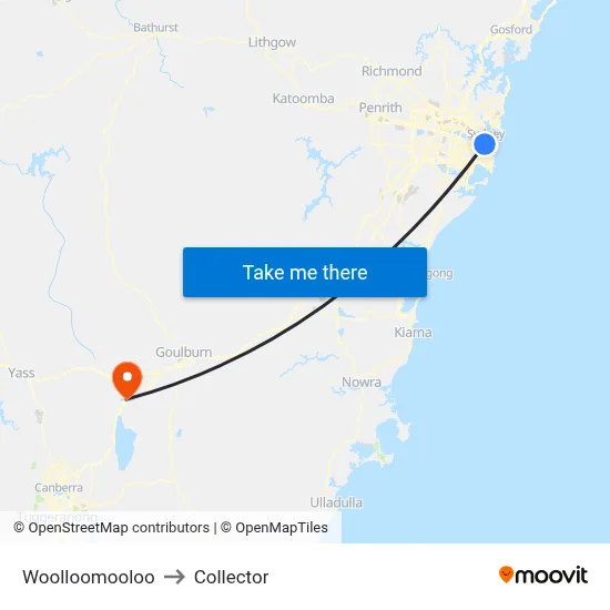 Woolloomooloo to Collector map