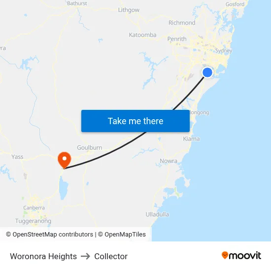Woronora Heights to Collector map