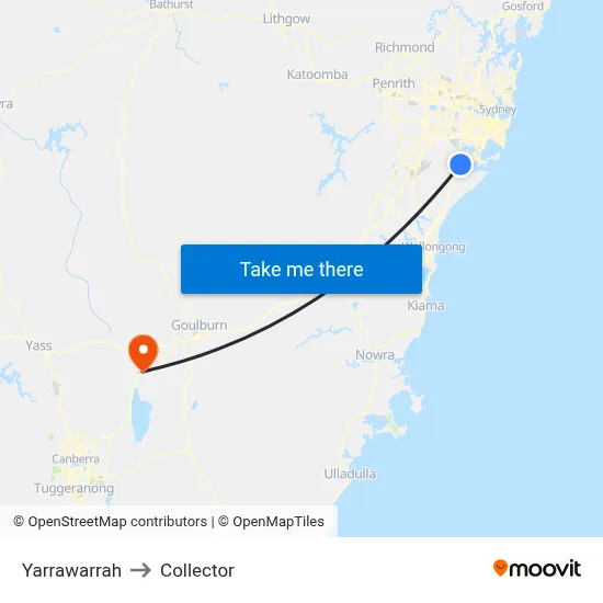 Yarrawarrah to Collector map