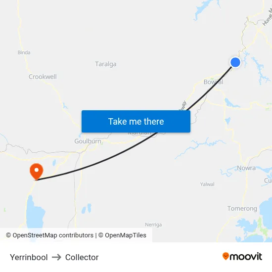 Yerrinbool to Collector map