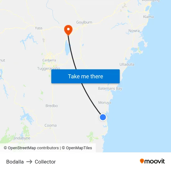 Bodalla to Collector map