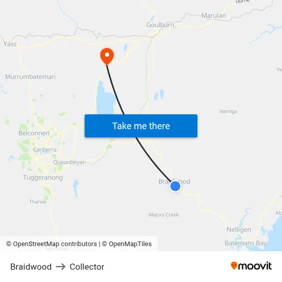 Braidwood to Collector map