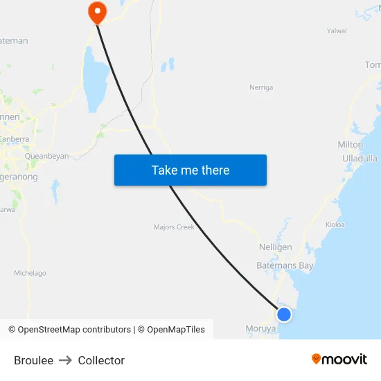 Broulee to Collector map