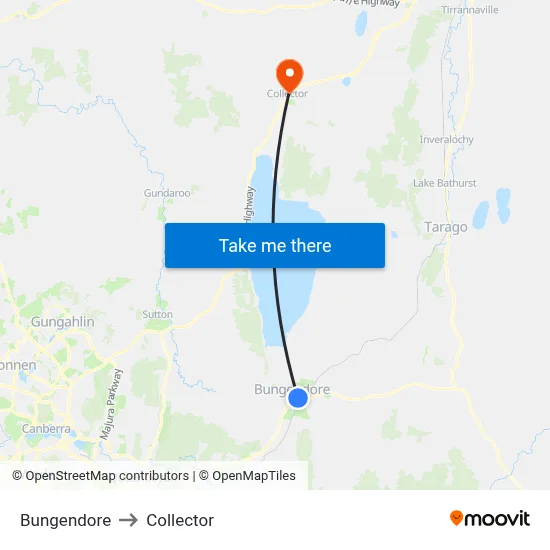 Bungendore to Collector map