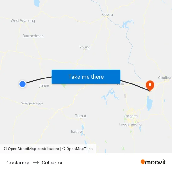 Coolamon to Collector map