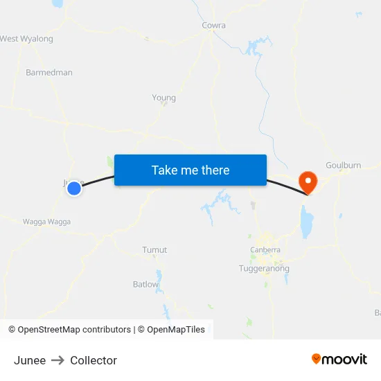 Junee to Collector map