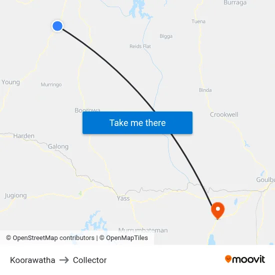 Koorawatha to Collector map