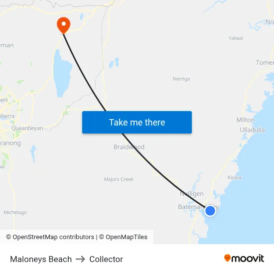 Maloneys Beach to Collector map