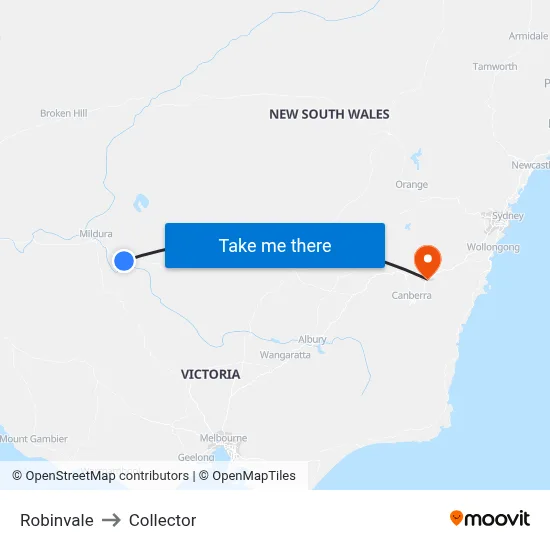 Robinvale to Collector map