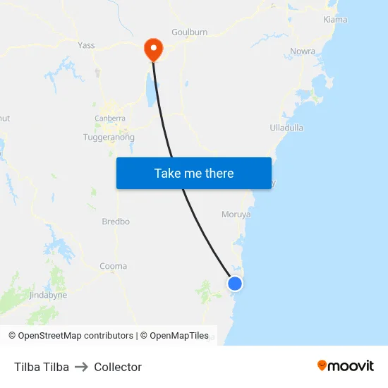 Tilba Tilba to Collector map