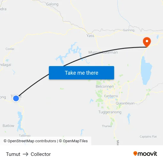 Tumut to Collector map