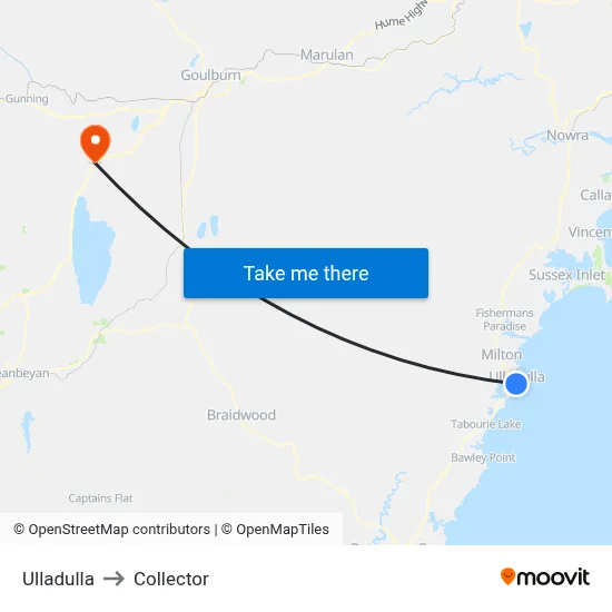 Ulladulla to Collector map