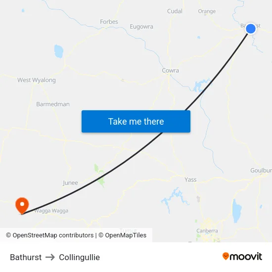 Bathurst to Collingullie map