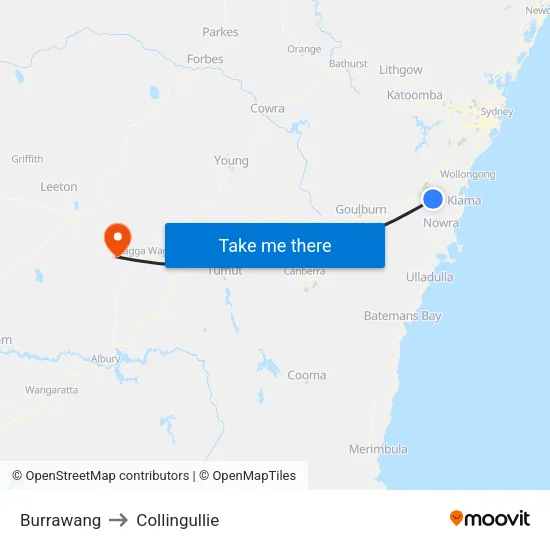 Burrawang to Collingullie map