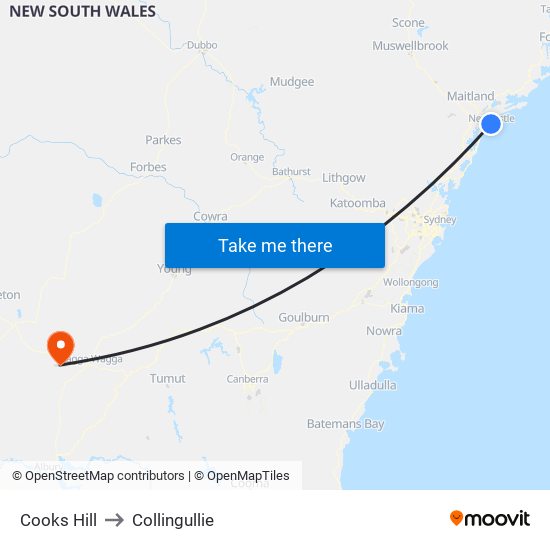 Cooks Hill to Collingullie map