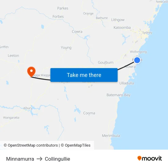 Minnamurra to Collingullie map