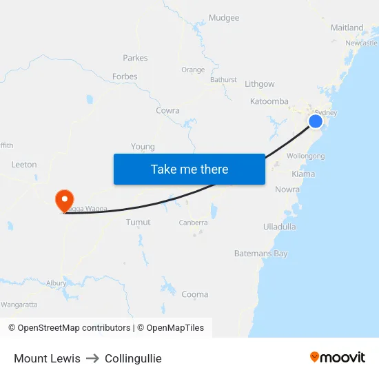 Mount Lewis to Collingullie map