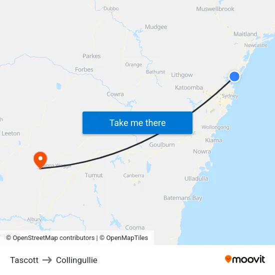 Tascott to Collingullie map