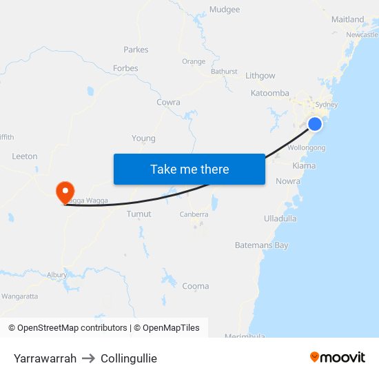 Yarrawarrah to Collingullie map