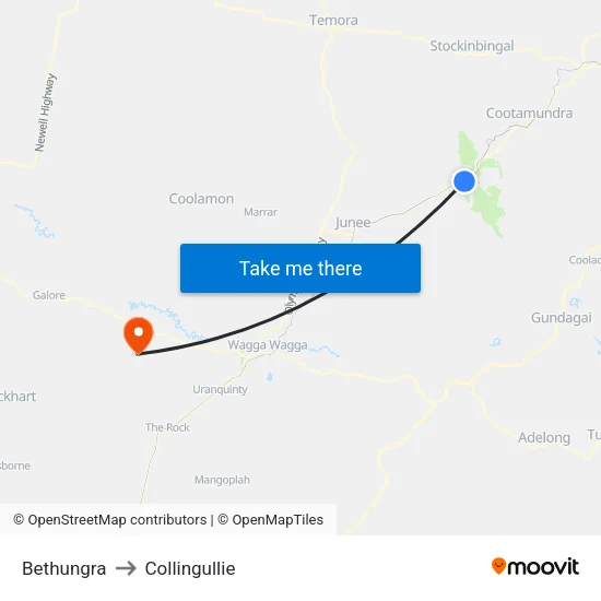 Bethungra to Collingullie map