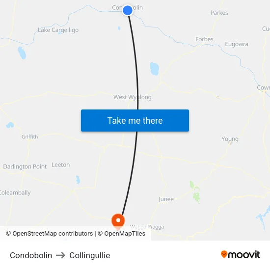 Condobolin to Collingullie map
