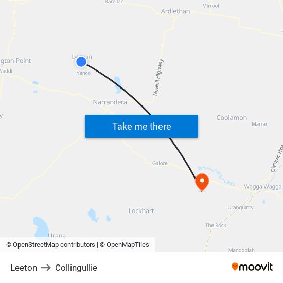 Leeton to Collingullie map