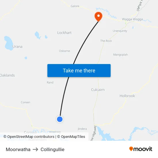 Moorwatha to Collingullie map