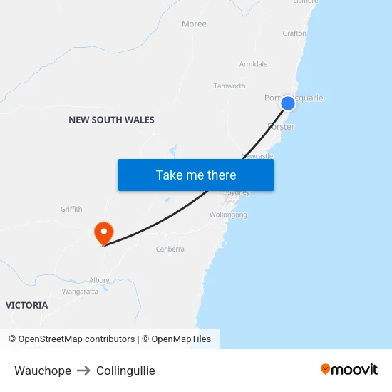 Wauchope to Collingullie map