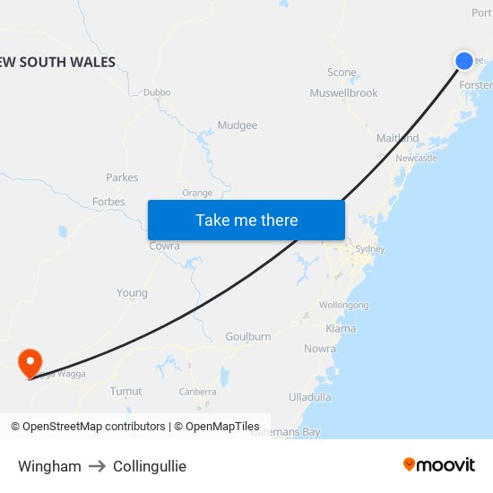 Wingham to Collingullie map