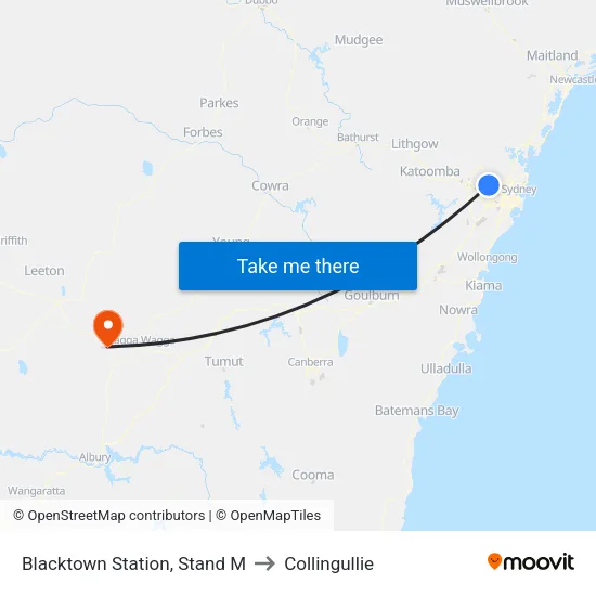 Blacktown Station, Stand M to Collingullie map