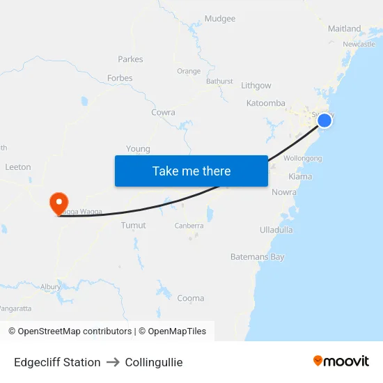Edgecliff Station to Collingullie map