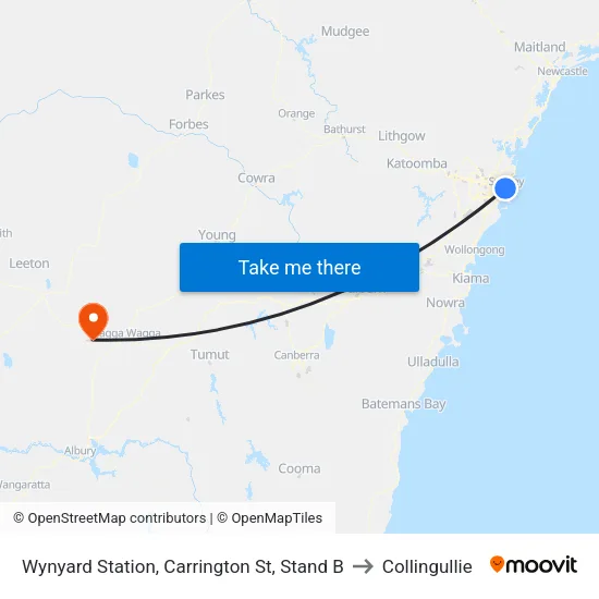 Wynyard Station, Carrington St, Stand B to Collingullie map