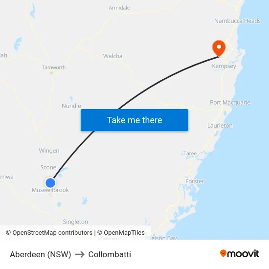 Aberdeen (NSW) to Collombatti map