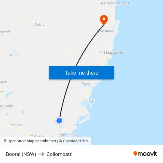 Booral (NSW) to Collombatti map