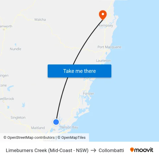 Limeburners Creek (Mid-Coast - NSW) to Collombatti map