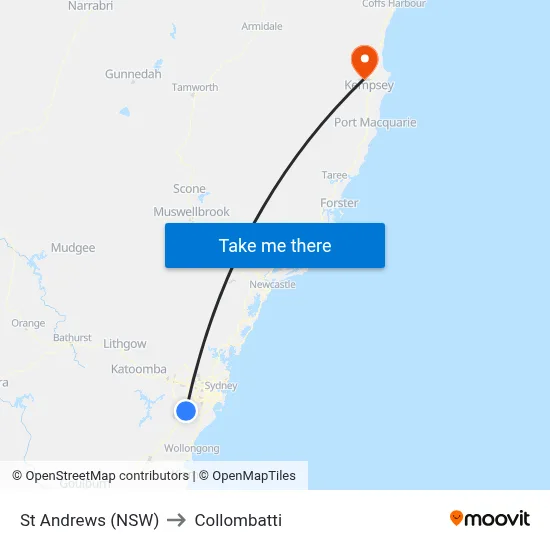 St Andrews (NSW) to Collombatti map