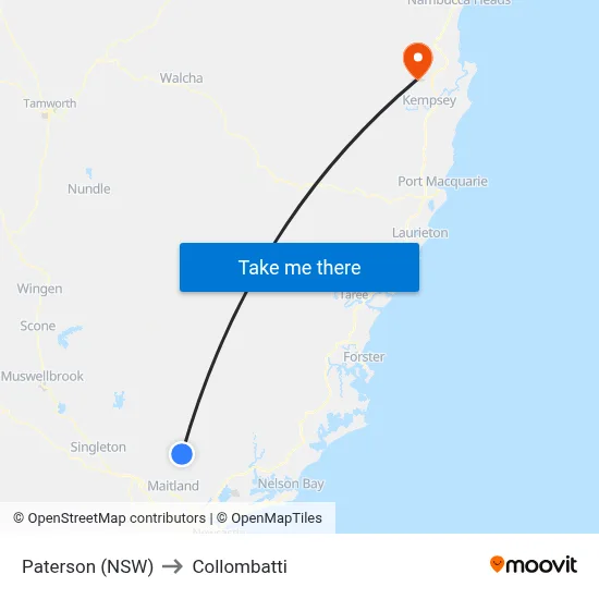 Paterson (NSW) to Collombatti map