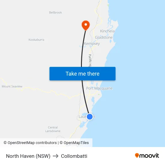 North Haven (NSW) to Collombatti map