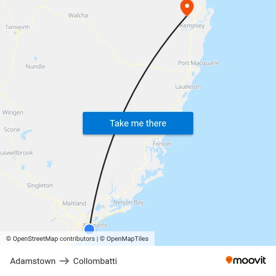 Adamstown to Collombatti map