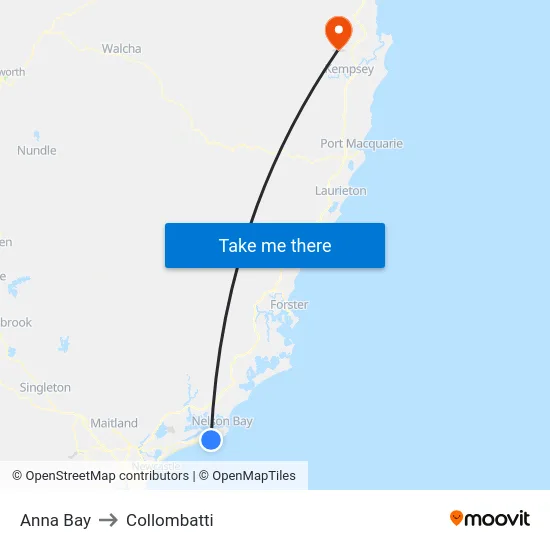Anna Bay to Collombatti map