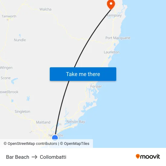 Bar Beach to Collombatti map