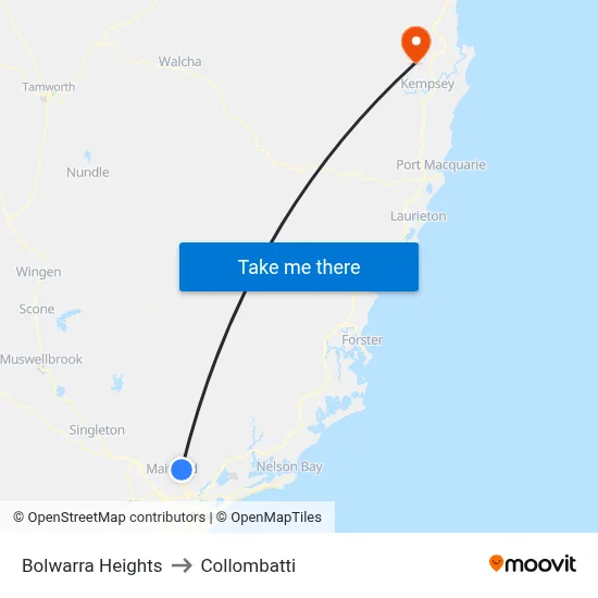 Bolwarra Heights to Collombatti map