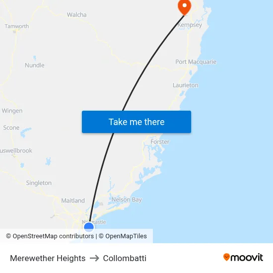Merewether Heights to Collombatti map